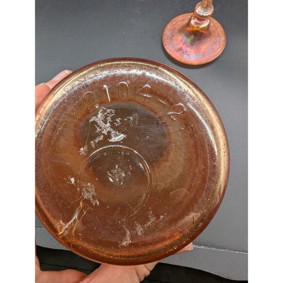 Antique Jeanette Glass Marigold Tree Bark Lidded Urn Jar - Picture 10 of 11